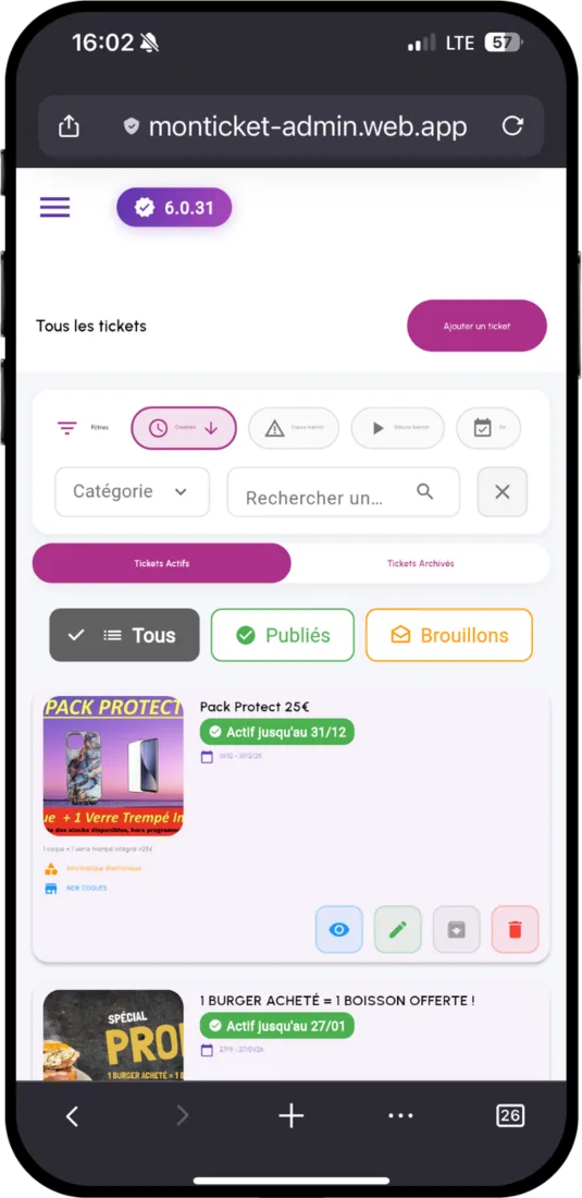 Espace de gestion pour commerçants